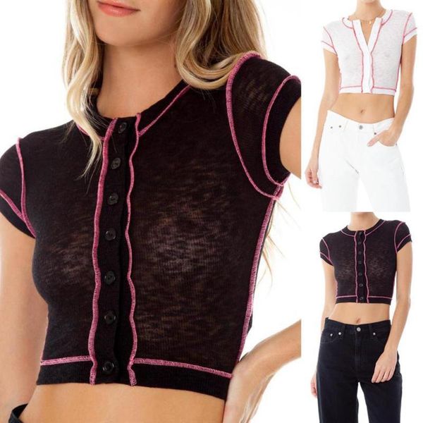 

women's wild t-shirts summer women buckle boob tube bralet sheer mesh t shirt 2019 new arrival slim soft touch t-shirt1, White