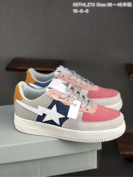 

2020 classical restoration skate shoes shoes man and woman footsoldier bapesta leather spliced casual shoes 24, Black