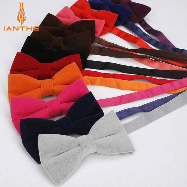 

handkerchiefs ianthe brand men's solid color velvet bow tie candy-colored suit bowtie for man male neckwear fashion butterfly gravatas, Blue;white