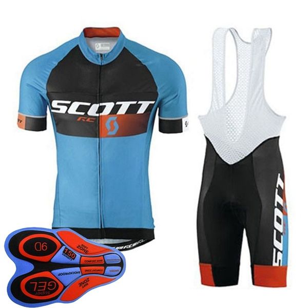 

new 2020 scott team bike clothing cycling jersey set men short sleeve shirt bib shorts suit quick dry bicycle sports uniform y101605, Gray