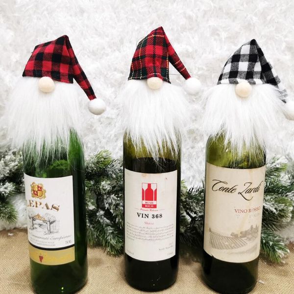 

christmas lucky ornament red wine bottle cover wine cover xmas tree hanging pendant bottle covers festival party faceless doll decor e110303, Blue