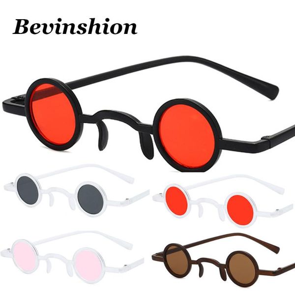 

sunglasses ultra small frame hip hop steampunk retro round europe and america princ rock style red pink yellow sun glasses, White;black