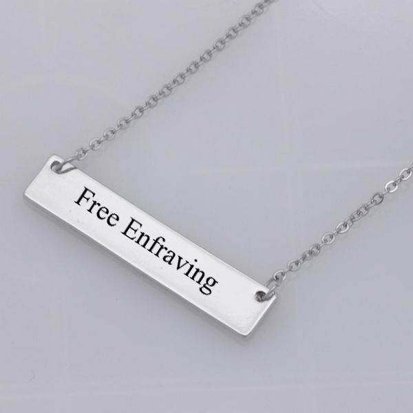 

pendant necklaces double side can gift personality stainless steel jewelry customed words or name necklace n442, Silver