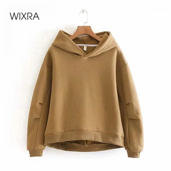 

wixra women fleece hoodies sweatshirts 2020 autumn winter solid loose thicken hooded sweatshirt casual jumper pullover1, Black