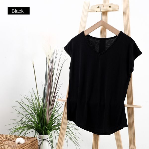 

летний корейский v-образный вырез без рукавов модальные t- женщин тонкого дна top t- рубашек корейского большой свободного универсальными мо, White