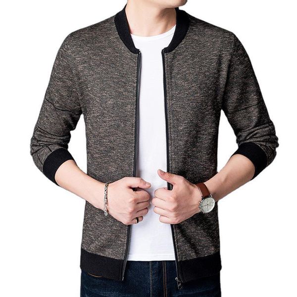 

new men's knitted stand collar jacket in autumn 2020, Black;brown