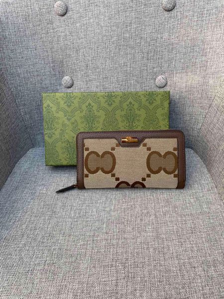 

Top quality male and female purse designer luxury leather canvas long hand-held Classic Fashion Card Change with box