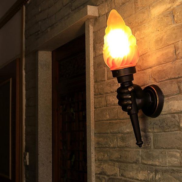 

wall lamp creative retro vintage torch hand lamps glass lampshade loft industrial bedside room sconce lights fixture aisel deco