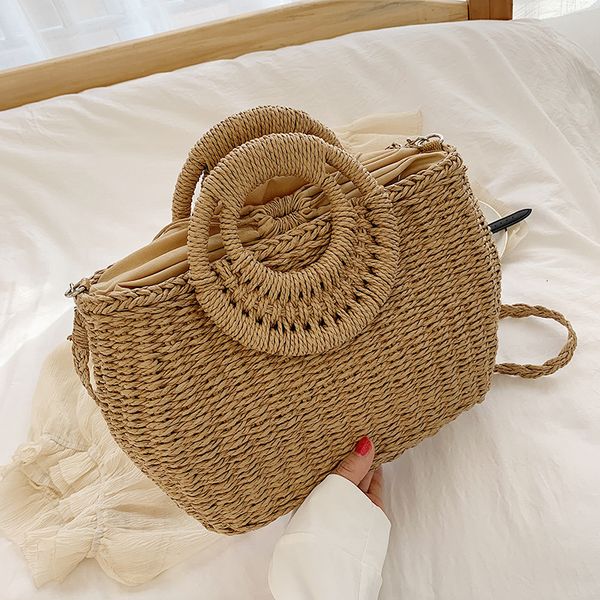 

hbp non-brand summer 2020 straw woven bag women's new fashion korean versatile messenger bag fashion portable tote bag sport.0018