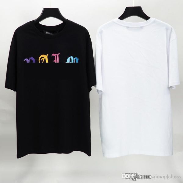 

mens стилист футболка мужской стилист футболка мужчины женщин хорошее качество хип-хоп тройники с короткими рукавами красочные пальмы и пись, White;black