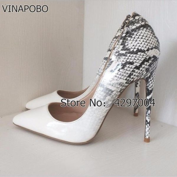 

brand fashion women pumps white snake printed women shoes 12cm high heels 2021 pointed toe wedding party shoes woman, Black