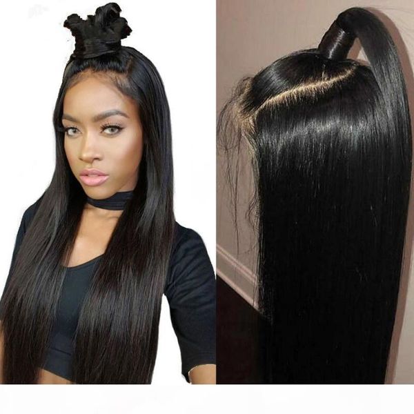 

hd transparent lace front human hair wigs for black women invisible virgin malaysian glueless 13x4 frontal lace wig preplucked hariline, Black;brown