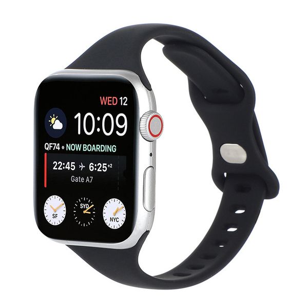 

new for apple watch butterfly buckle strap iwatch7 super and fashionable silicone monochrome single circle strap 42/44/45mm 38/40/41mm optio