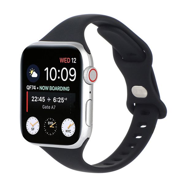 Neu für Apple Watch Schmetterlingsschnallenarmband iwatch7, superheißes und modisches Silikon-Monochrom-Einzelkreisarmband 42/44/45 mm 38/40/41 mm optional