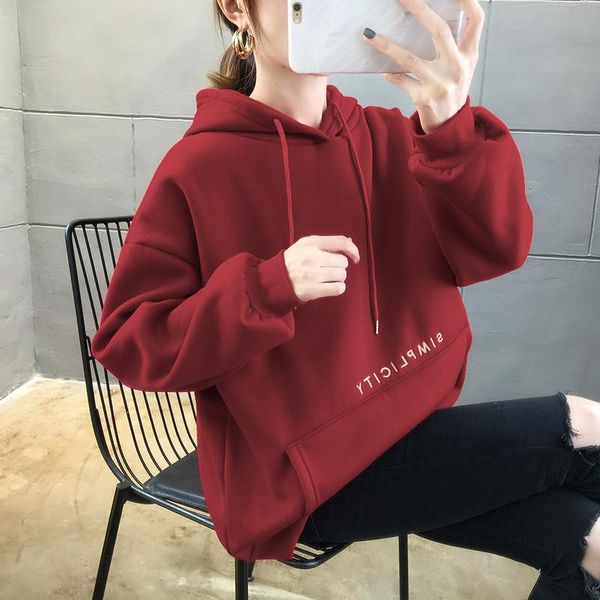 

solid color 2020 new girls women hooded sweatshirt women long sleeve harajuku hoodie autumn winter pocket hoodies sweatshirts, Black