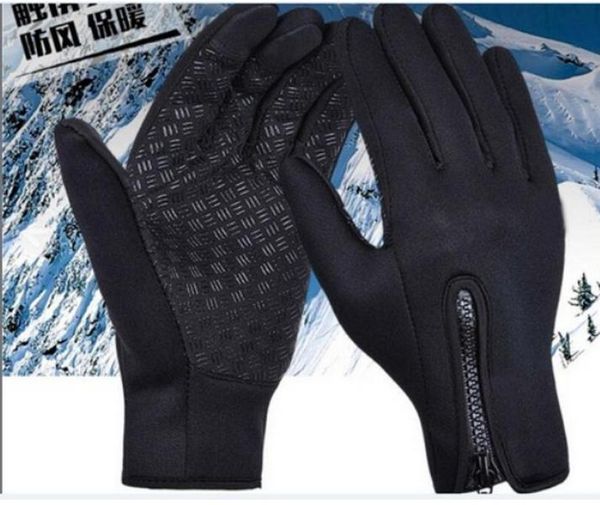 

sports gloves by dhl or ems 50pairs full finger winter windproof sport skiing touch screen glove motorcycle black