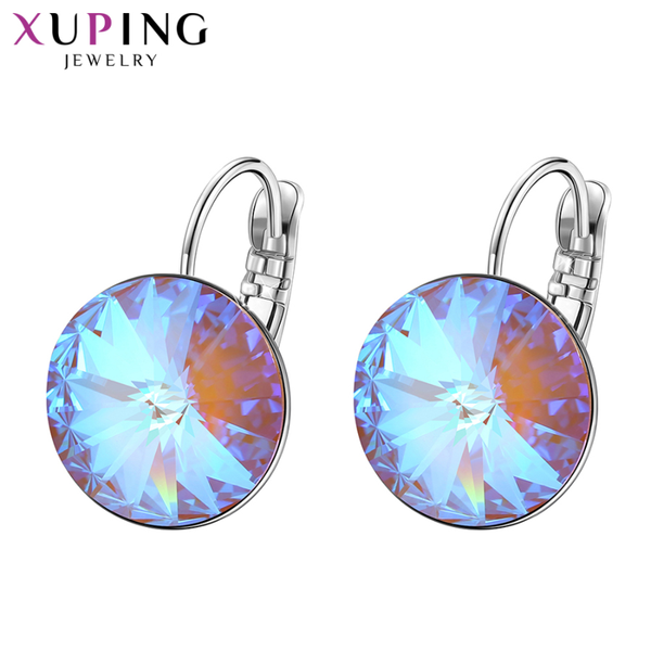 

Xuping Simple Design Hoops Earrings Fashion Crystals Special Style for Girl Jewelry Gift 97326/ 206, Silver