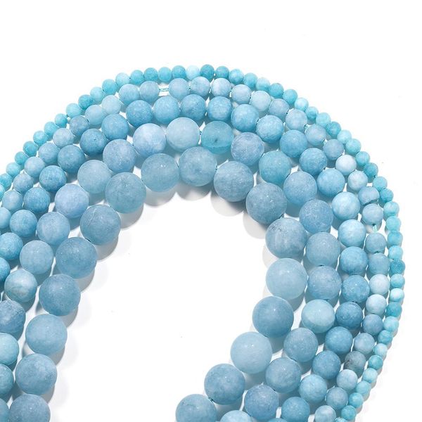 

1strand lot 4 6 8 10mm matte blue chalcedony stone aquamarin round loose spacer beads for bracelet jewelry makings supplies h bbyjio