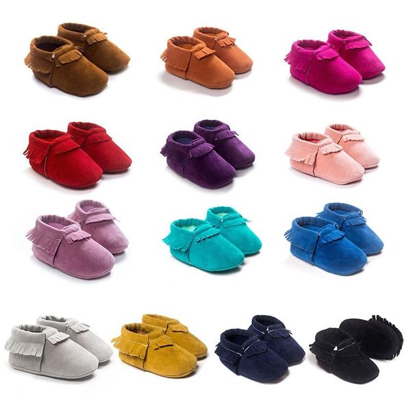 

2021 baby first walkers newborn infant shoes pram girls boys pu suede leather tassels soft shoes non-slip footwear