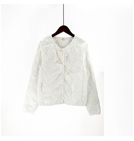 

2021 new plus size collarless women lightweight cotton coat winter warm liner with female slim jackets t8ry, Black