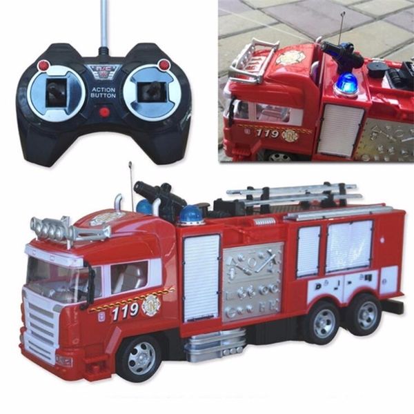 Simulação RC Brinquedos de Caminhão de Fogo com Música e Luz Crianças Meninos RC Caminhão Brinquedos Presentes RC Engineering Carro Remoto Carro LJ200919