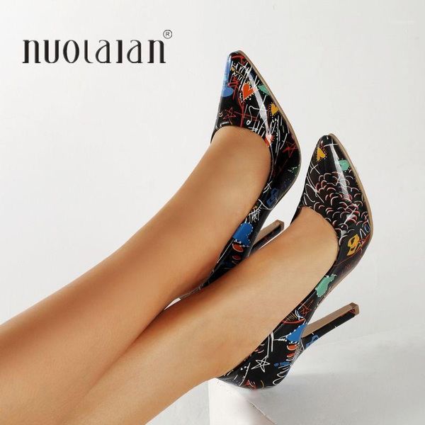 

2021 new brand women pumps patent leather high heels pointed toe high heel dress party shoes woman zapatos mujer1, Black