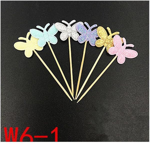 

6pcs/lot glitter flower star cake er for birthday lovely cake flag baby shower for girls diy party cake dec jllgem