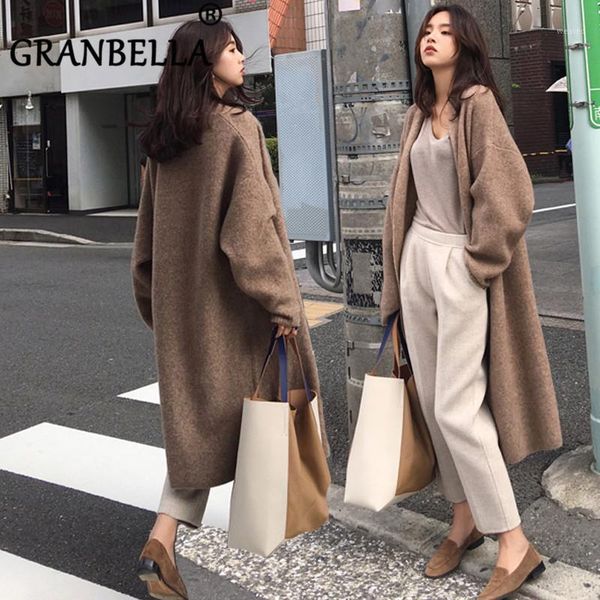 

2020 elegant loose knit woolen cardigan sweater long sleeve warm solid color women casual coats chic sweaters outerwear elastic1, White