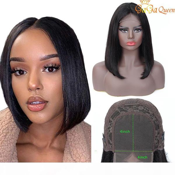 

new arrival straight human hair lace frontal bob wigs 4x4 short bob wigs 8-14inch swiss lace frontal straight hair wigs, Black;brown
