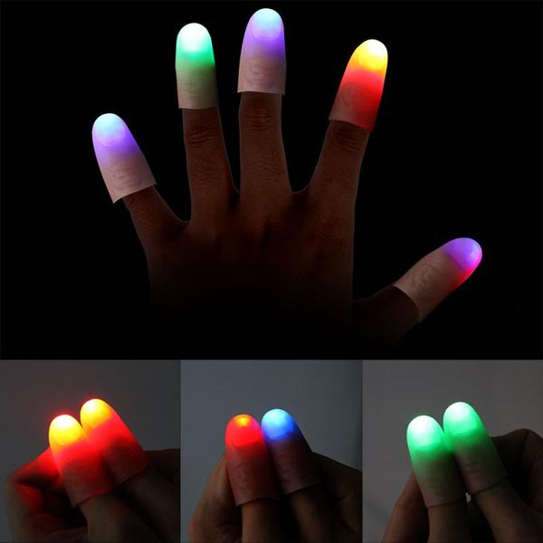 

party decoration 2pcs led light up flashing thumbs halloween kids magic trick props fantastic fake glowing fingers children christmas gift