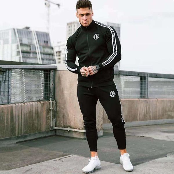 

new autumn brand sporting suit men suit men hoodies sets mens gyms sportswear jogger male tracksuit sets1, Gray