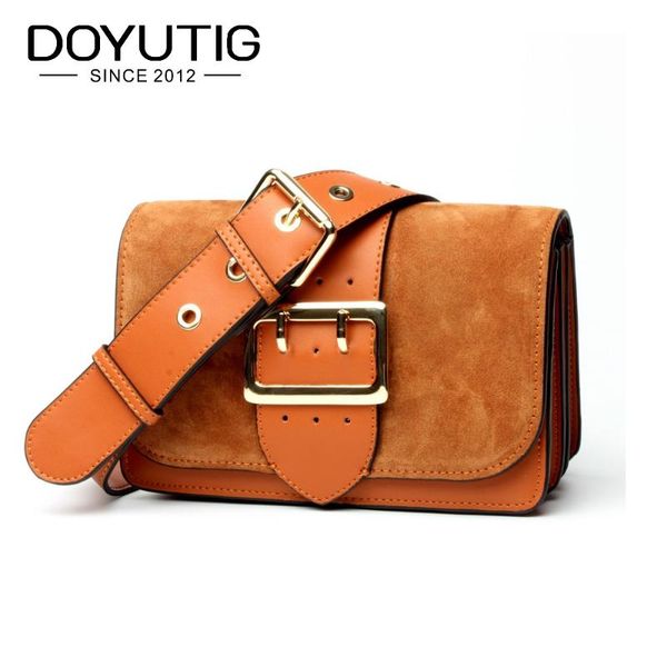 

doyutig classical women's real nubuck leather satchels with big hasp european vintage genuine cow leather crossbody bags f596