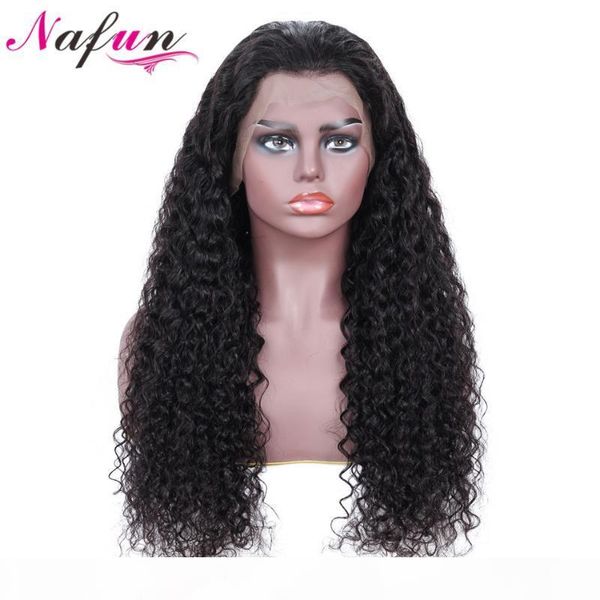 

nafun kinky curly 13x4 lace front wigs 8-34 inch natural hairline remy human hair 4x4 lace closure wigs for black woman thick, Black;brown