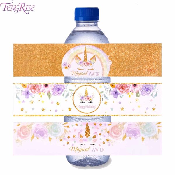

fengrise diy water bottle birthday decorations kids candy box stickers unicorn party decor sticker
