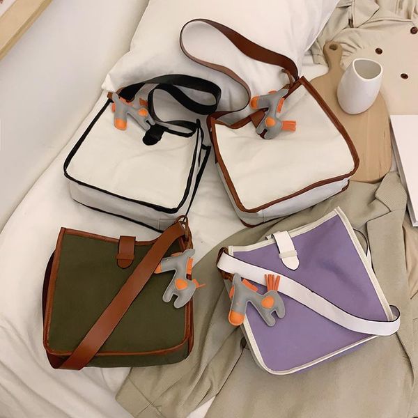 

cross body fashion design women bag solid simple shoulder green shopping tote bags student canvas lady casual messenger handbag