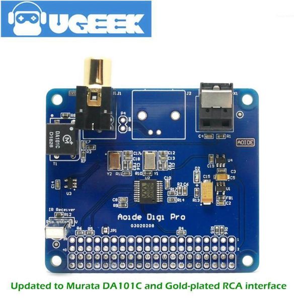 

ugeek aoide hifi digi pro digital sound card for raspberry pi 4b|two oscillators|i2s spdif optical fiber|44.1&48khz|3b+ 3b 2b1