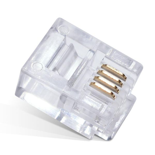 

computer cables & connectors 100pcs rj11 6p4c telephone internet modular plug jack connector 4pin crystal head