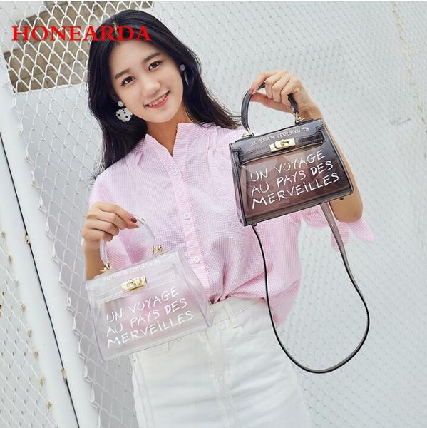 

10 pcs/lot satchel handbag women bag clear jelly transparent pvc bag candy color tote designer purse crossbody