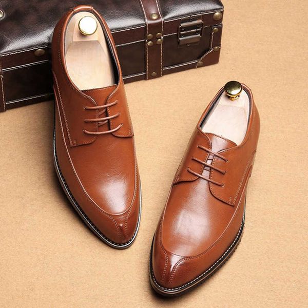 

elling classic luxury men business dress shoes pointy genuine leather formal shoe for male party wedding footwear hombre designer quality, Black