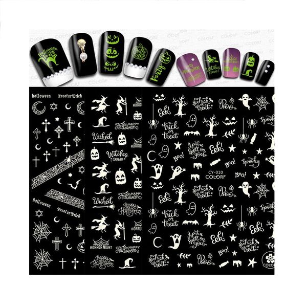 

stickers & decals nail sticker halloween paper 10 color mixed diy decoration laser transfer, Black