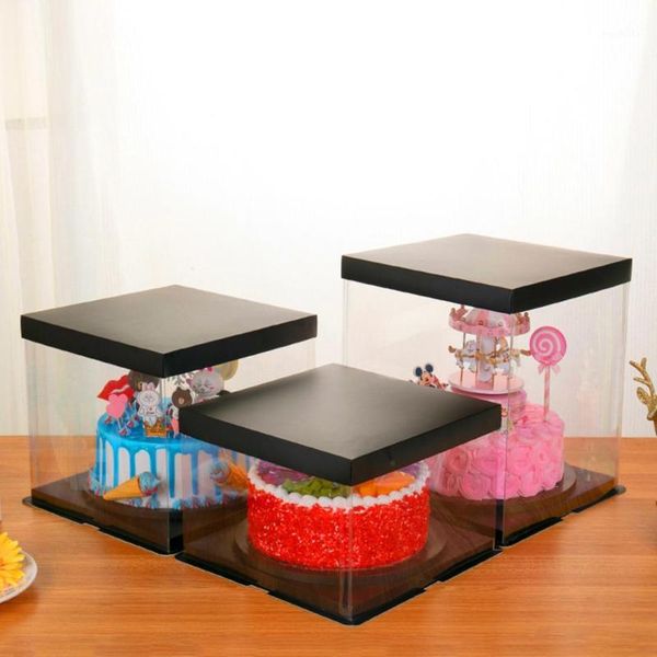 

cake box square transparent display storage container cupcake carrier muffin packaging for party home dessert shop1