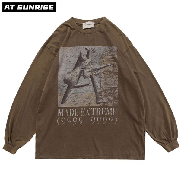 

men hip hop streetwear oversize letter t shirt washed graphic print t-shirt harajuku cotton loose spring long sleeve tshirt 220302, White;black