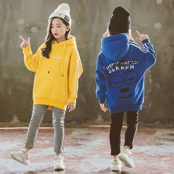 

zhongda girls' sweater autumn winter 2020 new korean plush pullover warm hooded children's wear 5k6xt0vn, Black