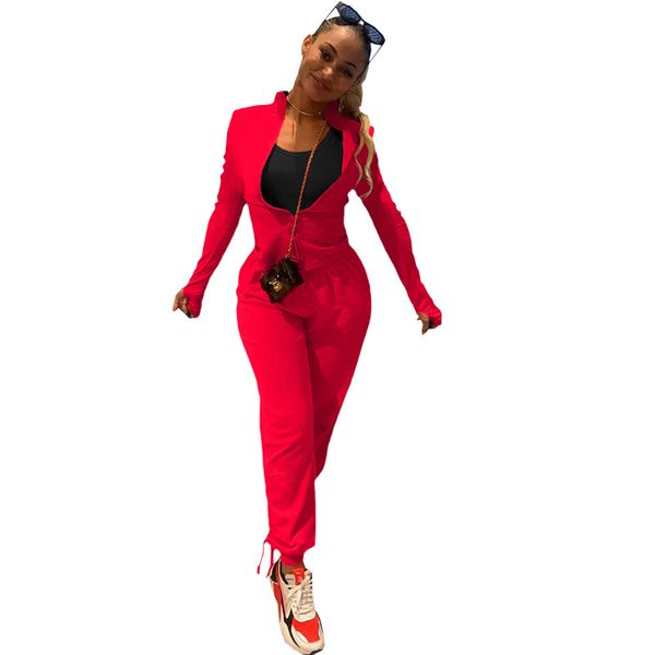 

women two piece drawstring tracksuits fashion soild color two piiece set lepal neck designer cardigan womens clothing, Gray