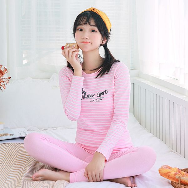 

2021 women's interior cotton suit junior high school jersey student of girl fine thermal underwear i4gx, Black;white