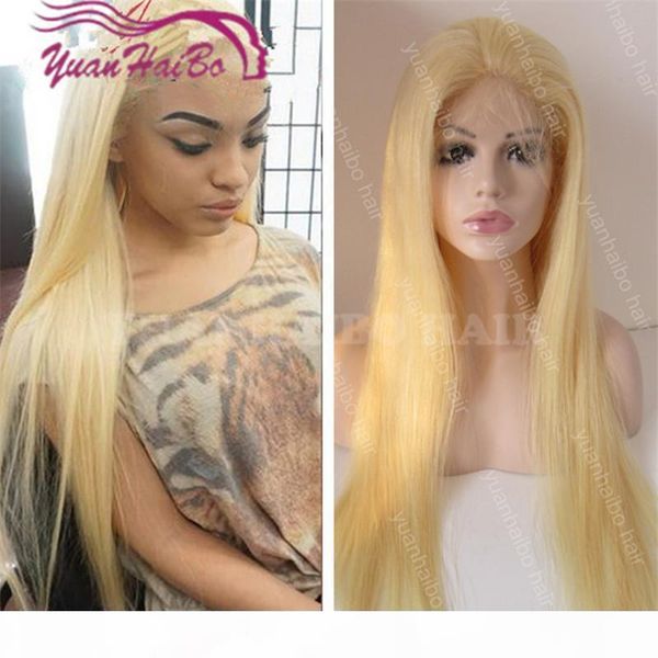 

new fashion 26inch 613 blonde peruvian hair silky straight lace front human hair wigs ing, Black;brown