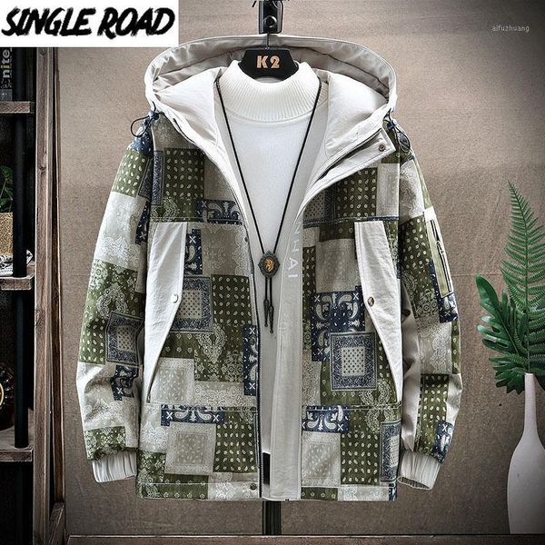 

singleroad mens winter jacket men 2020 patchwork coat hooded vintage parka windproof streetwear parkas apricot jackets for men1, Black