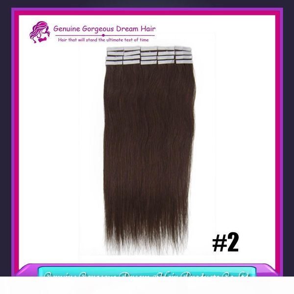 

wholesale 30-70g 20pcs 16 18 20 22 24 inch glue skin weft pu tape in human hair extensions huge stock, Black