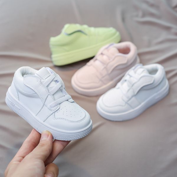 

girls sneakers fall 2020 new white casual boys sports shoes solid color toddler, Black;red