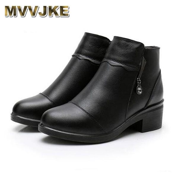 

mvvjke new black cow leather shoes women boots rhinestone winter boots women non-slip plus velvet ankle for